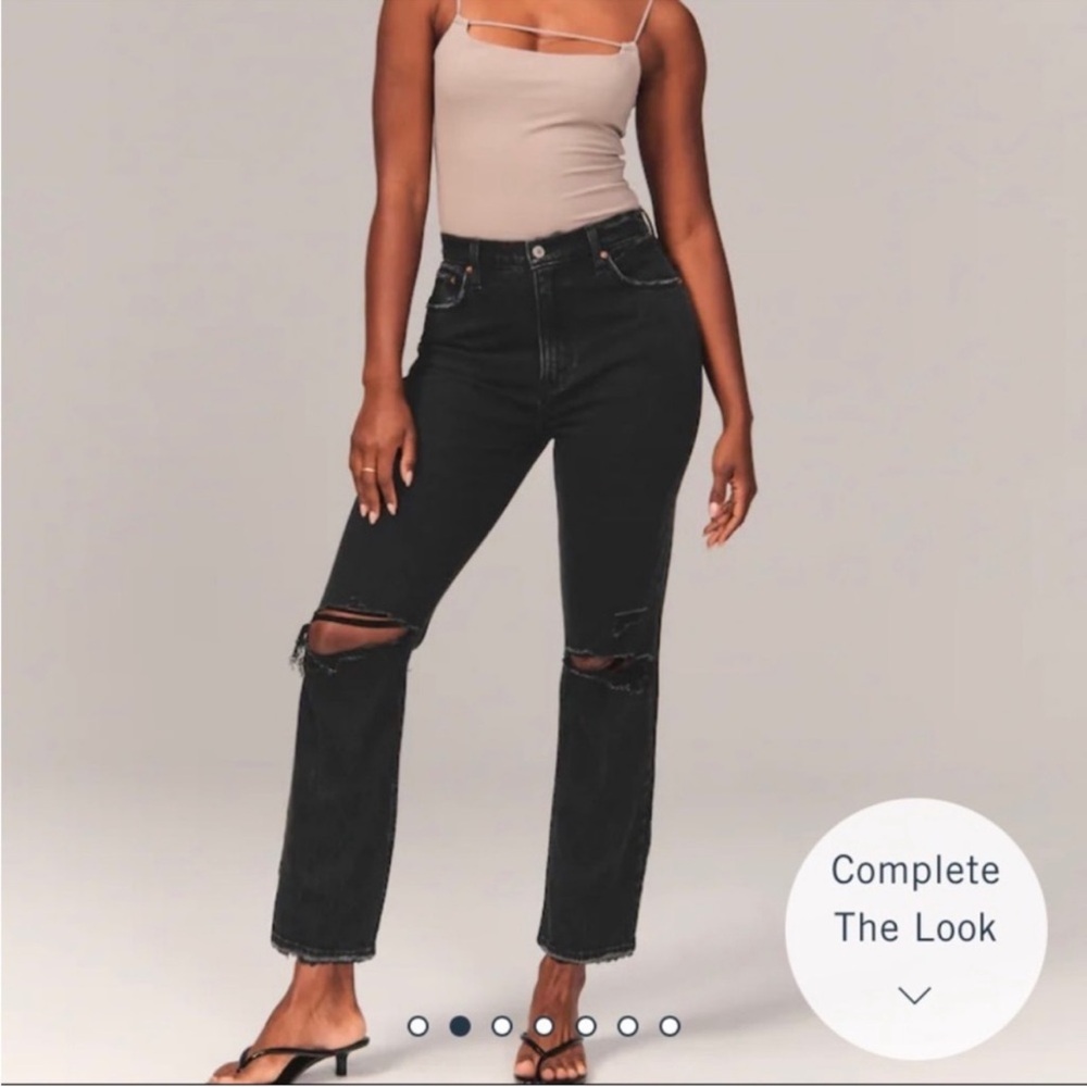 ABERCROMBIE & FITCH Curve Love Ankle Straight Ultra High Rise Jeans Black Sz25